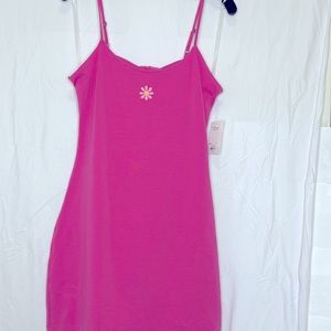 NWT: SO tie-back mini dress In fuchsia pink. Size L